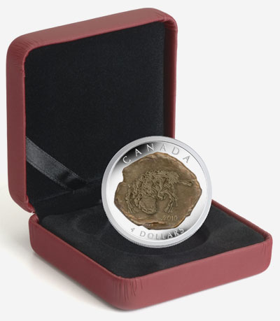 Pièce de 4 dollars en argent 2010 - Collection dinosaures - Euoplocephalus