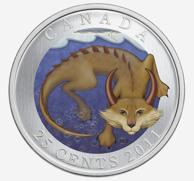 Pièce de 25 cents colorée 2011 - Créatures mythiques du Canada - Mishepishu