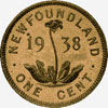 Terre-Neuve, pièce d'un cent en bronze, 1938