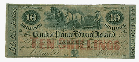 Bank of P.E.I., billet de 10 shillings, 1860