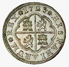2 réaux, (pistareen d'argent), 1723
