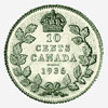 Dominion du Canada, pièce de 10 cents d'argent marquée d'un point, 1936