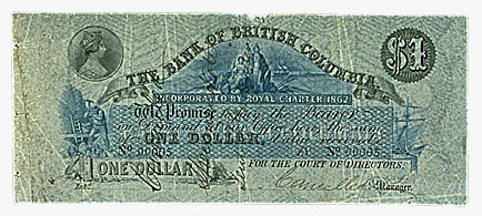 Bank of British Columbia, billet de 1 $, 18--