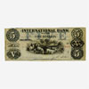 Canada, International Bank, billet de 5 dollars, 1858