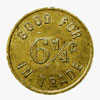 Colombie-Britannique, Rossland Billiard and Bowling Hall, Rossland, jeton de 6 1/4 cents en cuivre, vers 1880