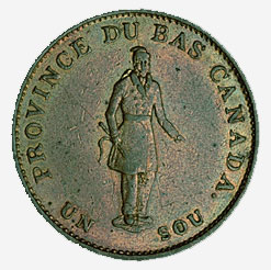 Jeton d'un sou du Bas-Canada, 1837