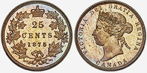 25 cents 1875H - Canada