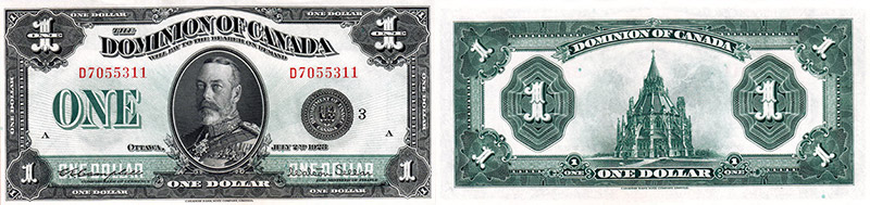 Valeur des billets de banque de 1 dollar 1923