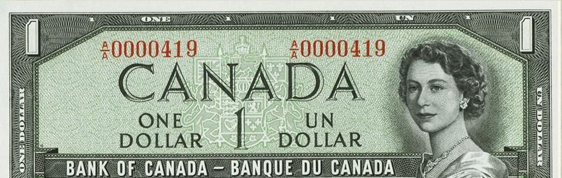 Numéro bas (100 à 999) - Numéro de série spécial - Billet de banque du Canada
