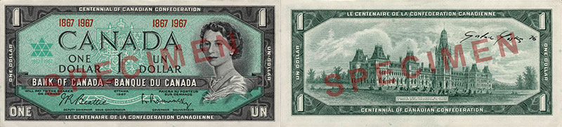Valeur des billets de banque de 1 dollar de 1967