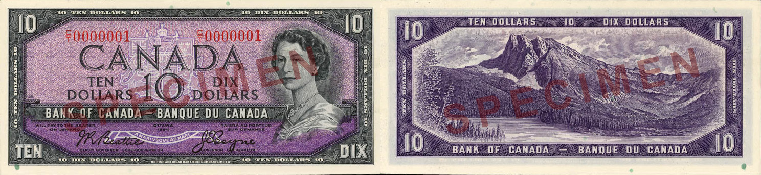 10 dollars 1954 portrait modifié - Billet de banque - Canada