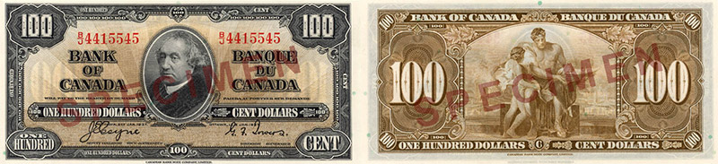 Valeur des billets de banque de 100 dollars de 1937