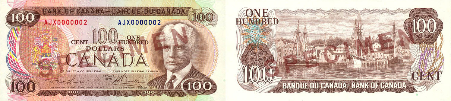 100 dollars 1969 à 1975 - Billet de banque - Canada