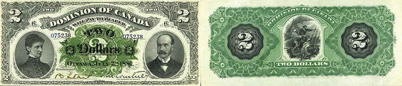 Valeur des billets de banque de 2 dollars 1887