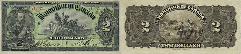Valeur des billets de banque de 2 dollars 1897