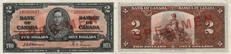 Valeur des billets de banque de 2 dollars de 1937