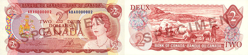 Valeur des billets de banque de 2 dollars de 1969 à 1975