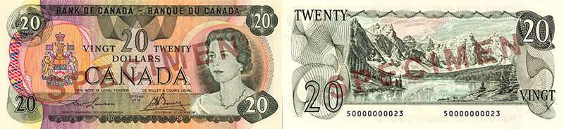 Valeur des billets de banque de 20 dollars de 1979