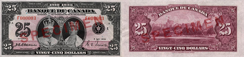 Valeur des billets de banque de 25 dollars de 1935