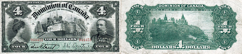 Valeur des billets de banque de 4 dollars 1902