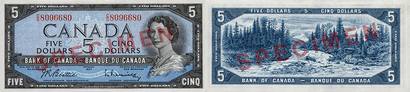 Valeur des billets de banque de 5 dollars de 1954 portrait modifié