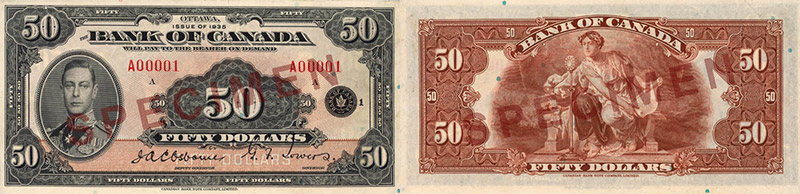 Valeur des billets de banque de 50 dollars de 1935