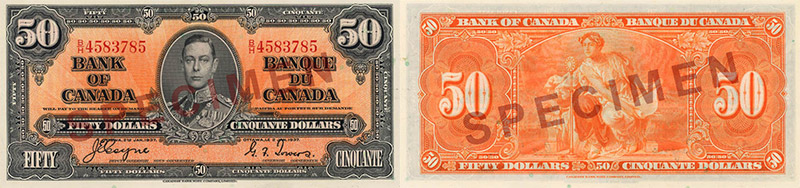 Valeur des billets de banque de 50 dollars de 1937