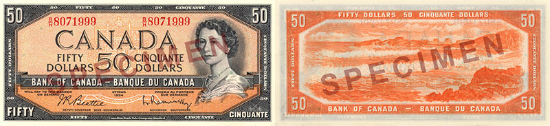 Valeur des billets de banque de 50 dollars de 1954 portrait modifié