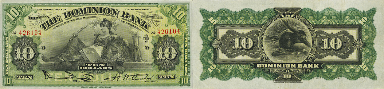 10 dollars 1925 - Dominion Bank banknotes