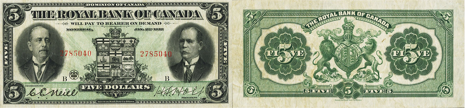 5 dollars 1913 - Canada