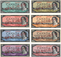 Billets de banque du Canada de 1954 avec la face du diable