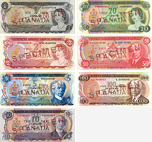 Billets de banque du Canada de 1969 à 1975