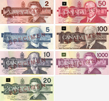 Billets de banque du Canada de 1986 à 1991
