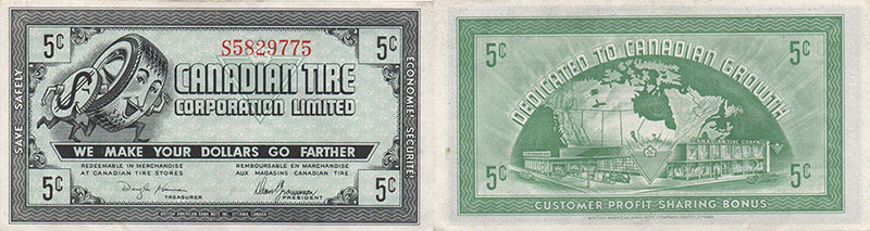 5 cents - Canadian Tire - Gas Bar Coupons - 1958