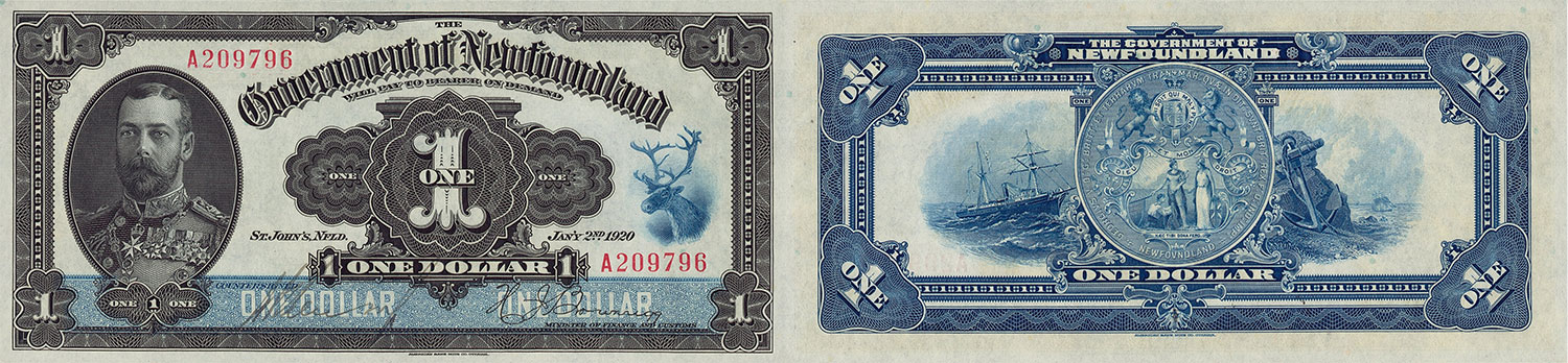 Valeur Billets de 1 dollar 1920 du Government of Newfoundland