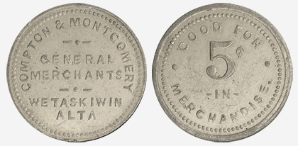 Compton & Montgomery - Wetaskiwin - 5 cents
