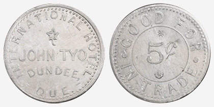 John Tyo - Dundee - 5 cents 1895 - Aluminium