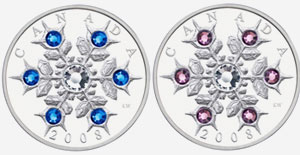 Pièce de 20 $ en argent sterling 2008 - Flocon de cristal saphir et améthyste