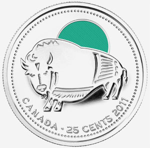 25 cents 2011 - Bison des bois - Vert