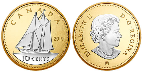 10 cents 2019 - Silver Gold Plated