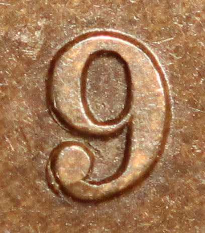 1 cent 1893 - Repunched 9